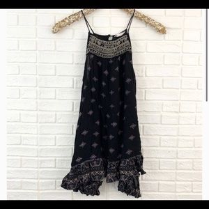 Sun & Shadow beaded ruffle hem boho swing dress